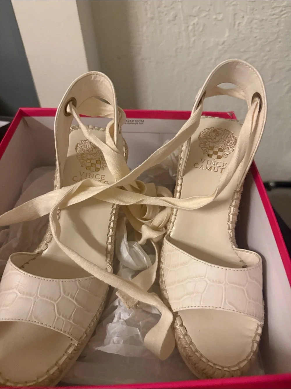 Vince Camuto Cream Espadrille Wedge Sandals